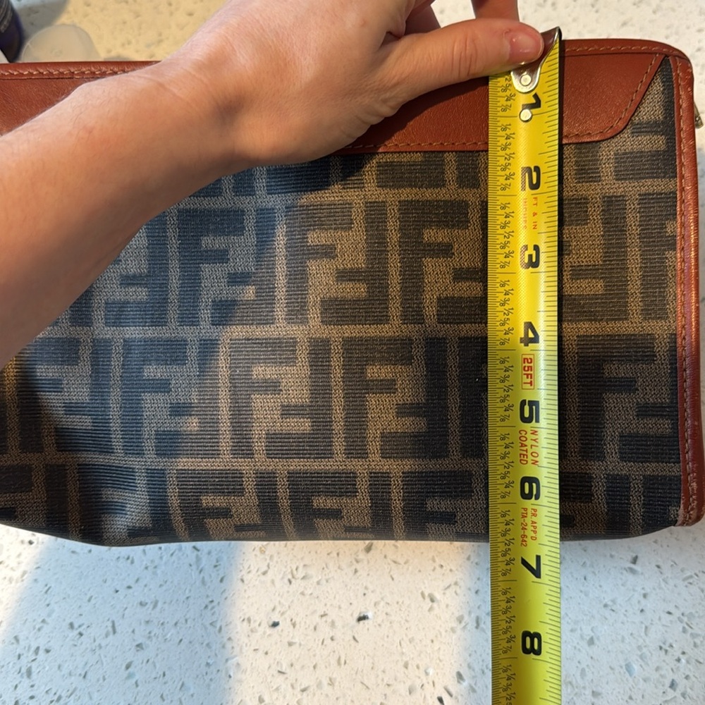 Vintage Fendi Zucca leather and canvas Monogram Brown and Black makeup case - Picture 8 of 9